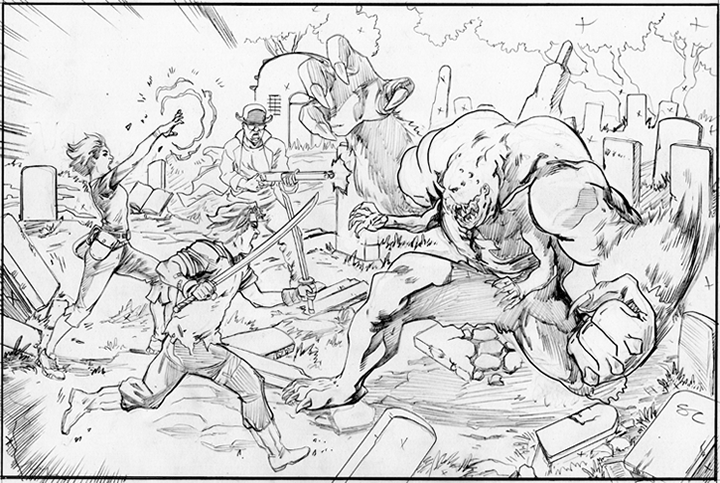 Illustration of a Dybbuk fight by Steven Cummings